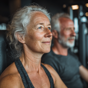 Seniori practicând exerciții de fitness în grup